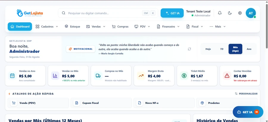 Interface do ERP GetLojista
