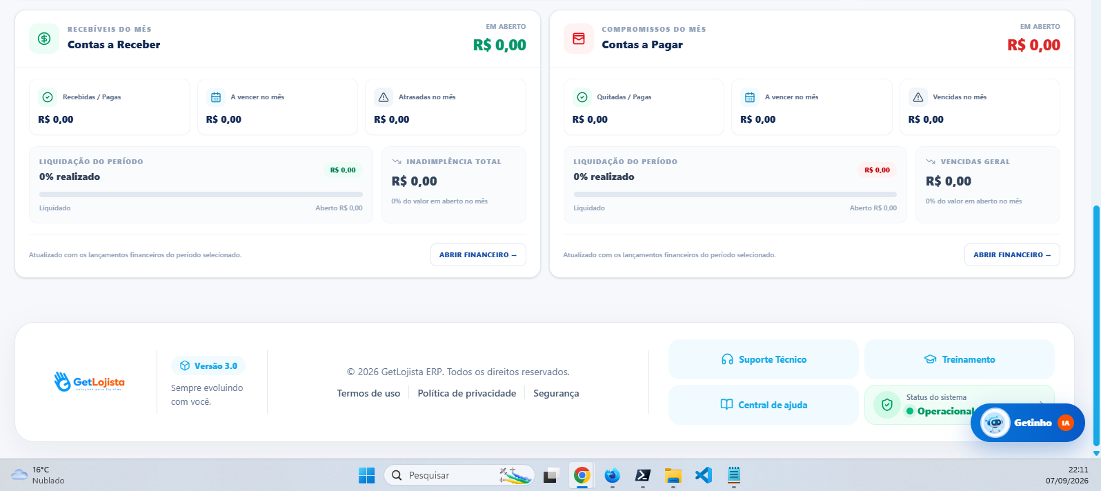 Dashboard gerencial no Get Lojista ERP