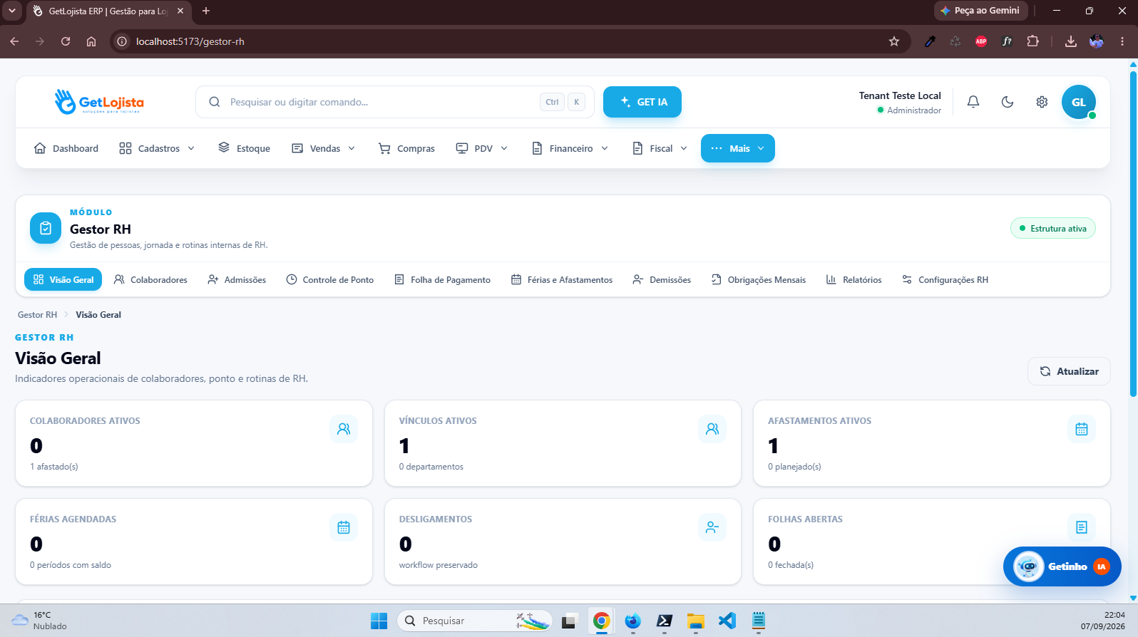 Gestão de pessoas no GetLojista ERP