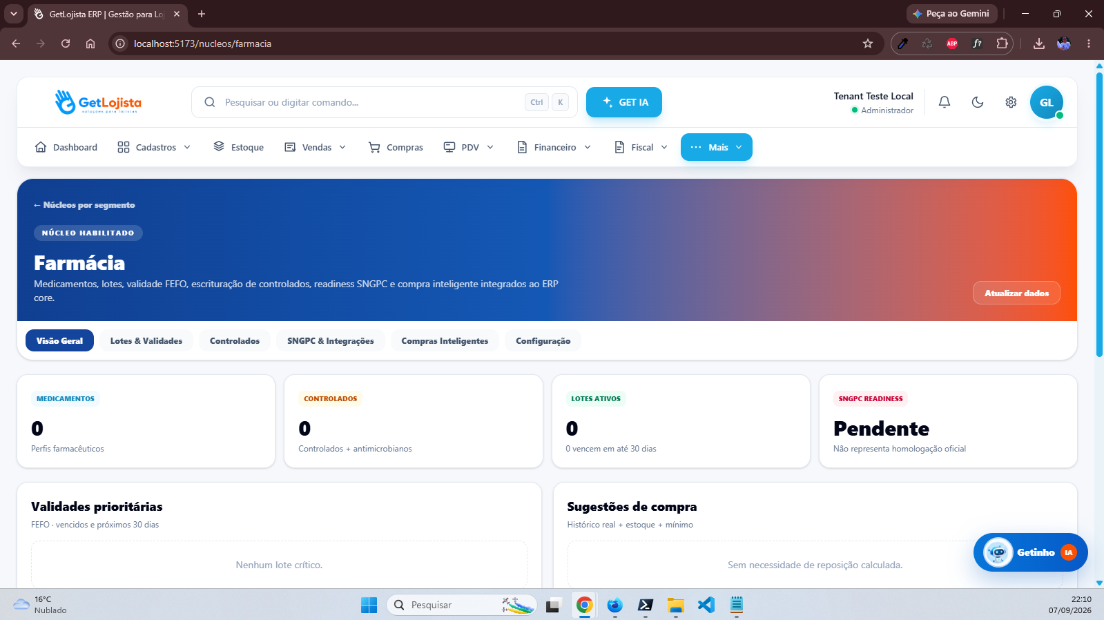 Núcleo Farmácia no GetLojista ERP