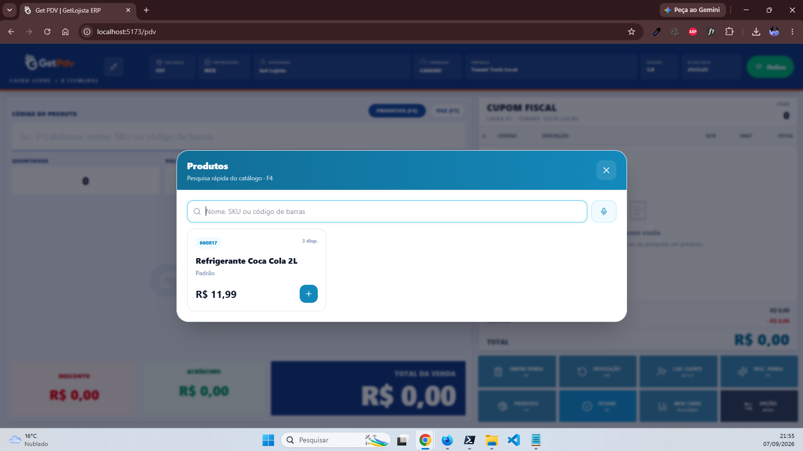Produtos no PDV no Get Lojista ERP